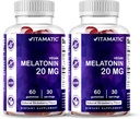 Vitamatic Melatonin 20mg Gummies for Adults, 30 Servings - 60 Cuenta - Suplemento No-Habit Forming (Pack of 2)
