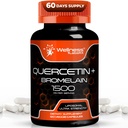 Quercetina con suplemento de bromelaina - 1500mg - Apoyo inmunitario y cápsulas de salud cardíaca para hombres y mujeres, suplementos de quercetina ayuda a apoyar sistema respiratorio mixto y saludable - 120 Conde