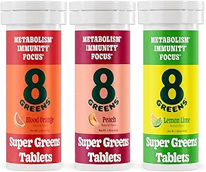 8Greens Supergreens Tablets ← Super Greens Powder Superfood Tablet, Metabolism Immunity & Focus, Daily Greens Effervescent Tablets, Organic: Aloe Vera, Spirulina, Chlorella, Variedad, 30 Servings