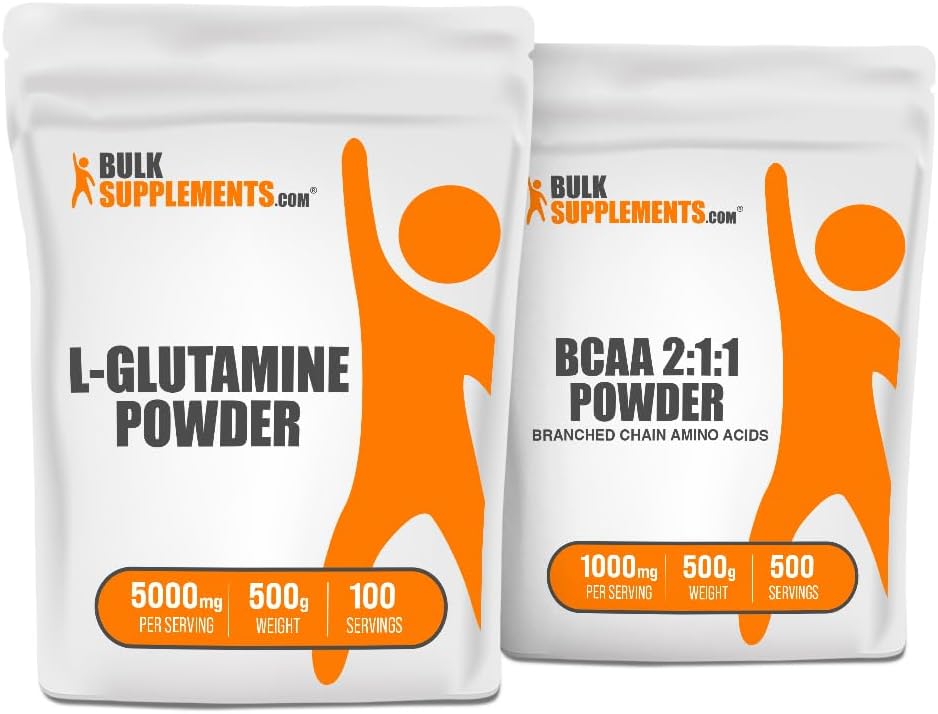BulkSupplements L-Glutamine 500g + BCAA 2:1 500g Bundle
