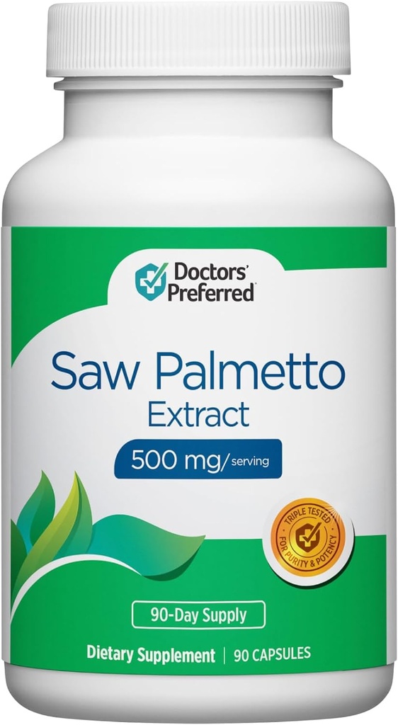 DOCTORS' PREFERRED Saw Palmetto for Hombre and Women Extract Supplement — 500 mg/Serving TEN 90 Capsules