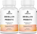 300 Billion CFU Probiotics - Probiotics for Women and Men, 12 Probiotic Strains Plus Prebiotic, Max Potent for Overall Digestive & Gut Health, Immune Support, Shelf Stable - 120 Capsules