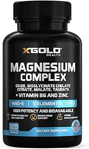 Complejo de magnesio micronizado Plus B6 ANTE Zinc Magnesium Oxide, Bisglycinate Chelate,Citrate, Malate TEN Taurate ANTE Bones, Muscle, Energy,Inmune System High Absorption - Made in The USA