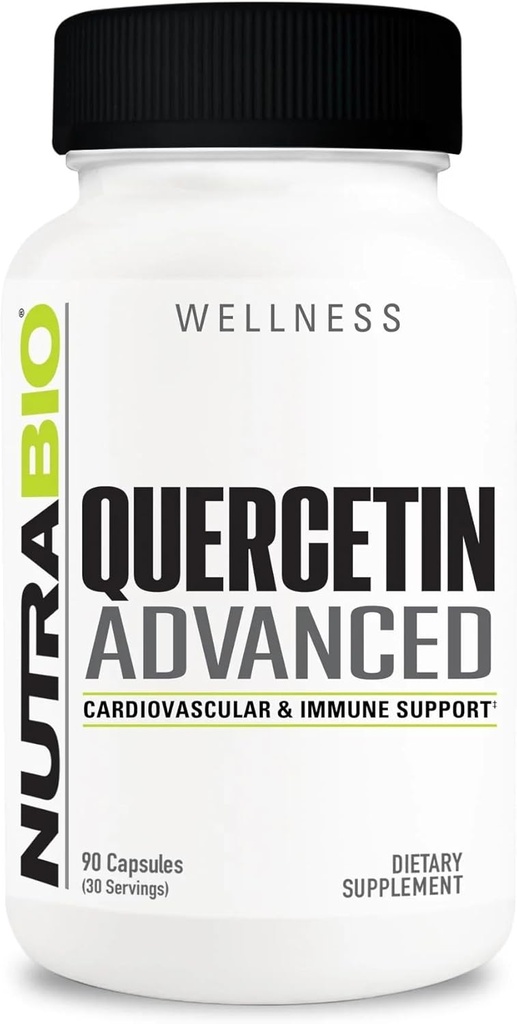 NutraBio Quercetina Avanzada con Vitamina C y Bromelaina - Antioxidante Potente - 90 cápsulas