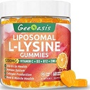 Liposomal L-lysine Gummies 1200mg, Lysine Chewable Suplemento con vitamina C, D3, B12 &amp; Zinc para adultos &amp; niños, Immune & Collagen Support, Lips & Skin Health, Vegan, Natural Fruit Flavor, 60CT