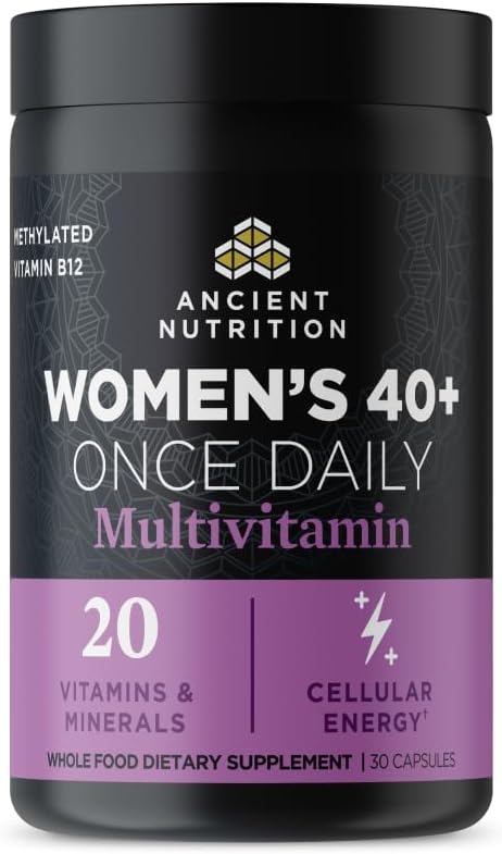 Nutrición antigua Multivitamínico para Mujeres, Antigua Multi Mujer 40+ Una vez Suplemento diario de vitaminas, vitamina B, vitamina C y vitamina K2, Folato y suplemento de hierro, soporta la salud ósea, 30ct