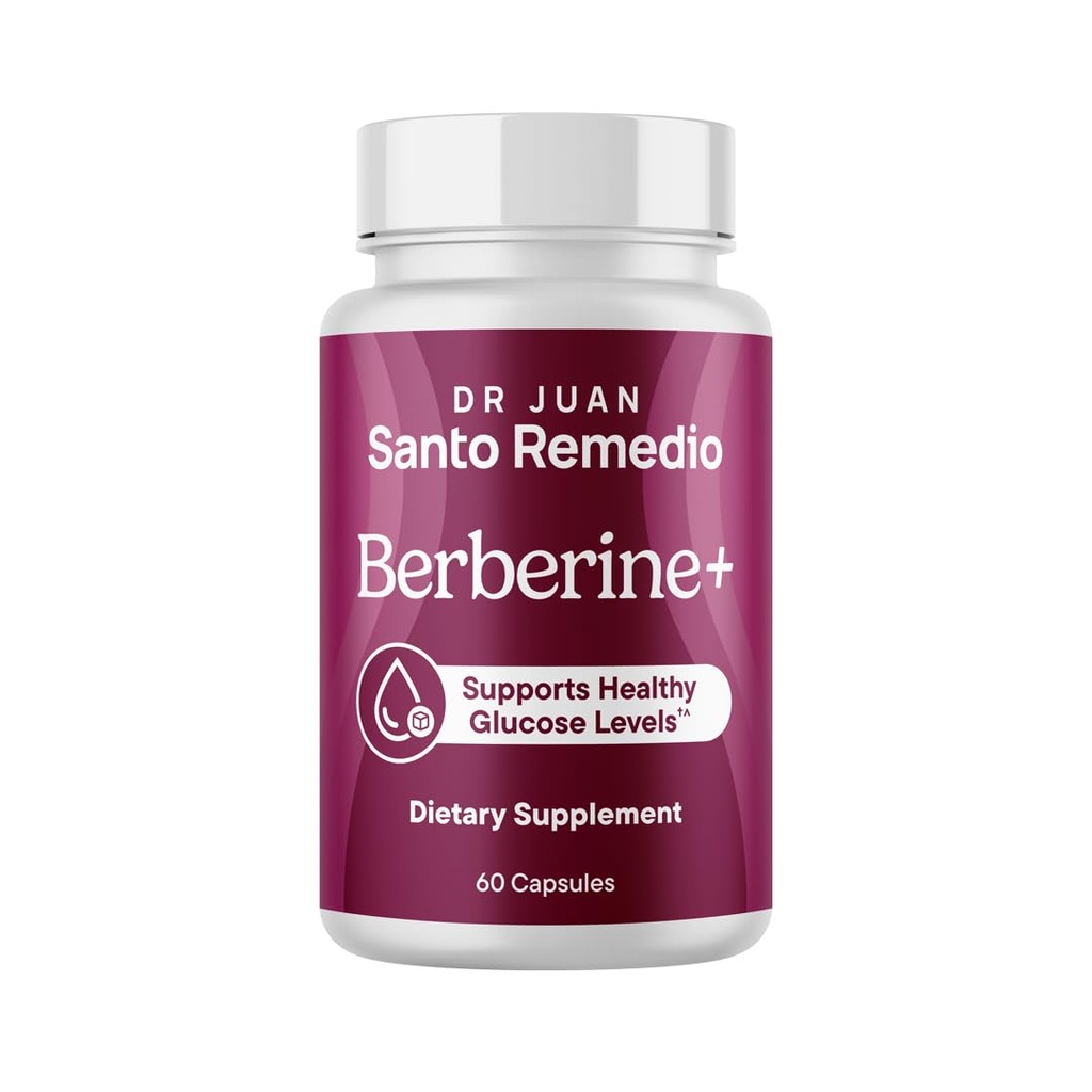 Santo Remedio Berberine, Dietary Supplement, Vegetarian, No Added Sugar, 60 Capsules, 30 Servings.