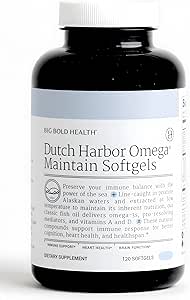 Big Bold Health Dutch Harbor Omega Maintain Softgels - Premium Alaskan Cod Liver Oil (120 Cuenta) - Suplemento Omega-3 con EPA, DHA, DPA - Vitaminas Naturales A &amp; D - MSC certificado
