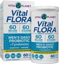 Planeta Vital - Probióticos Vital Flora para Hombres, 60 Billones CFU, 60 Strains Diversos, 7 Prebióticos Orgánicos, Estante Diario de Hombre Probiótico Estable para Apoyo Inmunitario, Alivio de Gas, Salud Digestiva 60 cápsulas