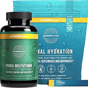 Primal Harvest Multivitamínico &amp; Hidration Powder Suplementos para Hombres, Bundle
