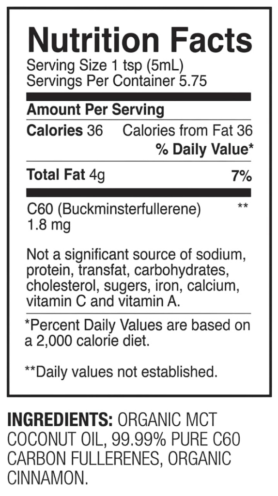 C60 Purple Power Cinnamon Flavored C60 MCT Coconut Oil - Tamaño del viaje - Organic Cold-Presed Coconut Oil - 99.99% Puro C60 Carbon Fullerenes - Boost Energy & Mental Focus (1oz)