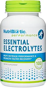 NutriBiotic Essential Electrolytes, 100 Ct Capsules ← Apoyos Aumento del rendimiento " Más rápido recuperación ← Farmacéutica Grado Vitamina C con electrolitos para la rehidratación  durable Vegan, libre de gluten "