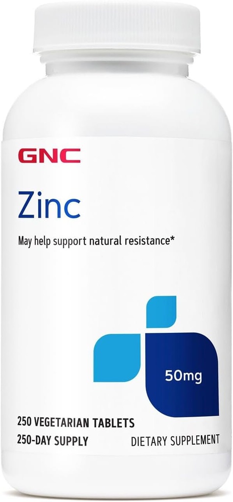 GNC Zinc 50mg Suplemento, soporta función inmune, 250 servicios