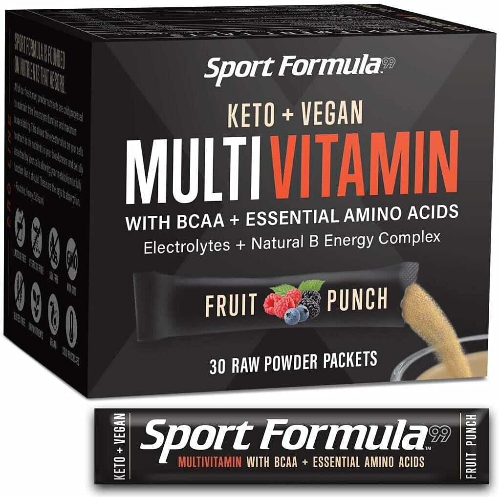 Liquid Multivitamin Drink Mix Vitamin Powder BCAA Won't Upset Your Stomach Daily Keto MultiVitamin for Men and Women Amino Acid Powder Fruit Punch Packet Multivitamin Powder Electrolytes