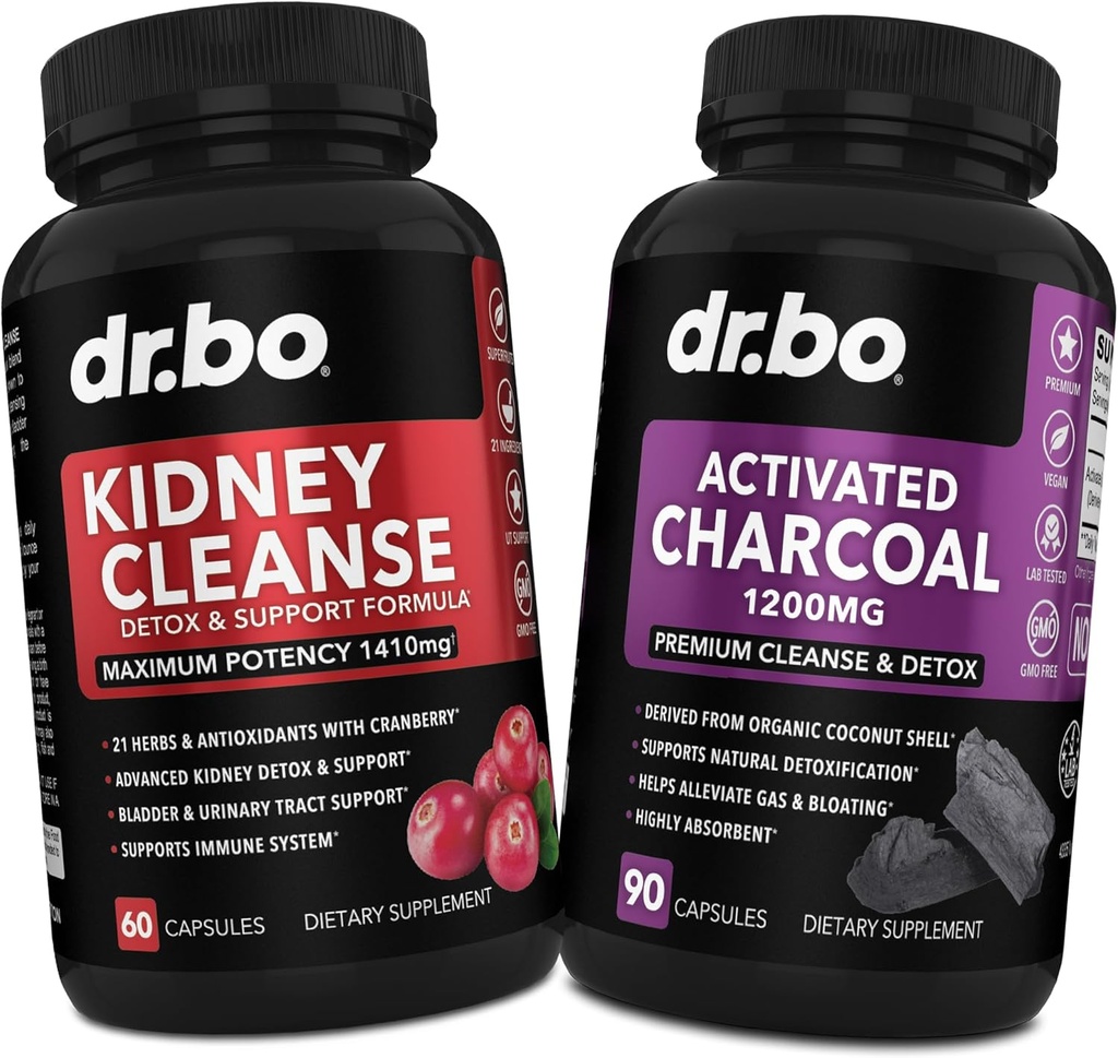 Kidney Cleanse Detox " Activated Charcoal - Natural Cranberry " Uva Ursi Extract to Support Kidneys, Bladder " Urinary Tract Health - Coconut Charcoal Pills for Stomach Gas " Bloating Support