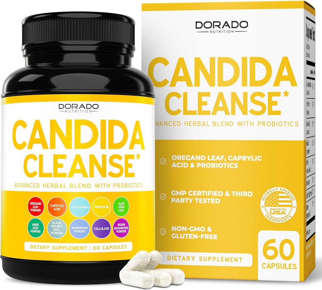 Candida Cleanse Detox (60 Conde) Advanced 11-in-1 Formula for Overgrowth Treatment with Candida Killer Complex for Hombre and Women - Third Party Tested - Made in USA