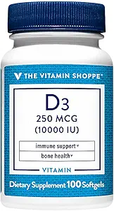 Vitamina D3 - Apoyo al soporte inmunitario &amp; Bone Health - 10,000 UI (100 Softgels)