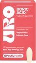 O Positiv URO Boric Acid Vaginal Suppository – con ácido láctico y Aloe para el alivio rápido y el control del olor vaginal – Vegan, Libre de Parabens, Dyes y fragancias – 12 Conde (Pack of 1)
