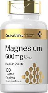 Doctora Way Magnesium Suplemento 500mg tención 100 Coated Caplets  durable Magnesium Oxide Silencio Vegetarian, Non-GMO, Gluten Free