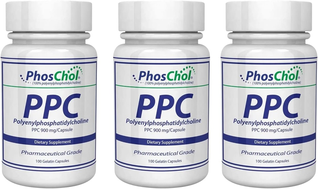 Nutrasal PhosChol PPC Polyenyl PhosphatidylCholine Choline Suplemento 900mg 300 Gelatin Capsules