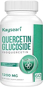 Quercetin Glucoside 1200mg Suplementos - Isoquercetin con 6X Bioavailability,60 Veggie Capsules,Contain Black Pepper & Rutin para Max Absorption
