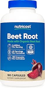Nutricost Beet Root 2400mg, 180 Capsules - CCOF Certified Made with Organic Beet Root, Superfood, 60 Servings