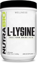 NutraBio L-Lysine Powder 500g – Aminoácidos esenciales para el metabolismo de proteínas, soporte de colágeno, " Salud de inmunos – Pura, Desarrollada, No GMO, Vegan- 500 Servimientos