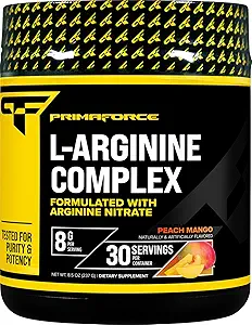 Primaforce L-Arginine Complex Powder (30 Servings Per Bottle ← Peach Mango) Powerful Protein Building Supplement for Maximum Gains