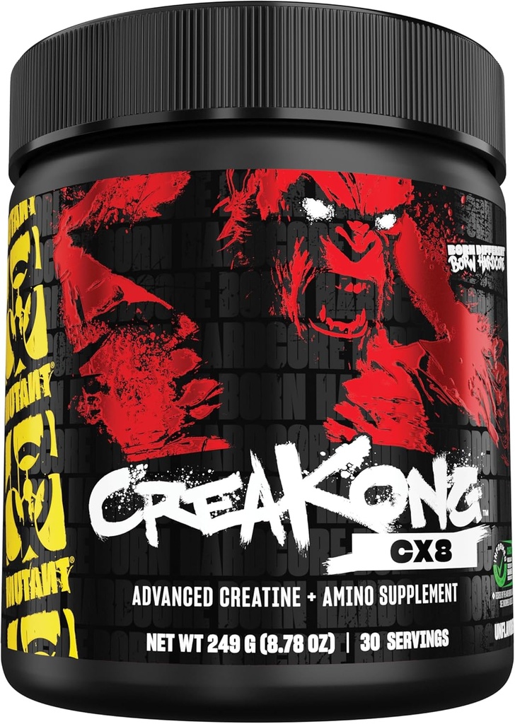 Mutant CREAKONG CX8 – Advanced Creatine + Amino Supplement with 4g Triple Creatine Blend, 4g Amino Blend (BCAAs & Taurine) for Muscle Growth & Performance – Unflavoured, 249g (30 Servings)