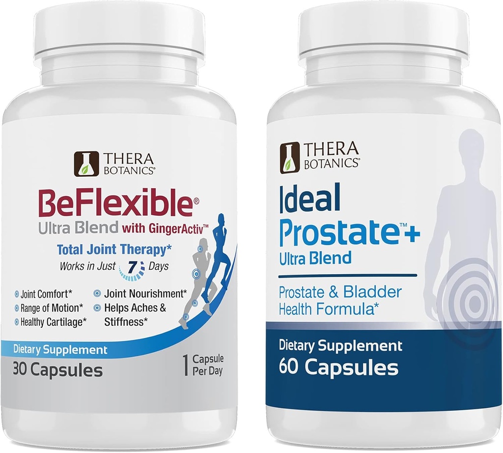 Therabotanics BeFlexible Ultra Joint Support Suplemento y Ideal Prostate Ultra Powerful Prostate Suplemento para Hombre* Bundle