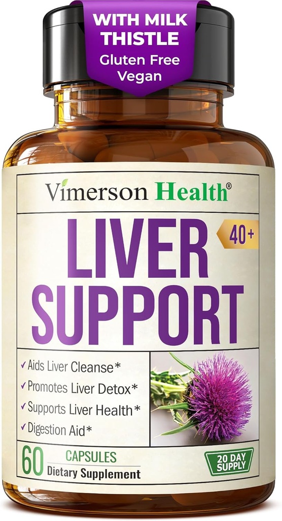 Vegan Liver Cleanse Detox " Repair – Dandelion Root Suplemento con Milk Thistle " Artichoke Extract for Enzyme Support, Energy " Healthy Digestion – Herbal Liver Support Supplement. 60 cápsulas, 40+