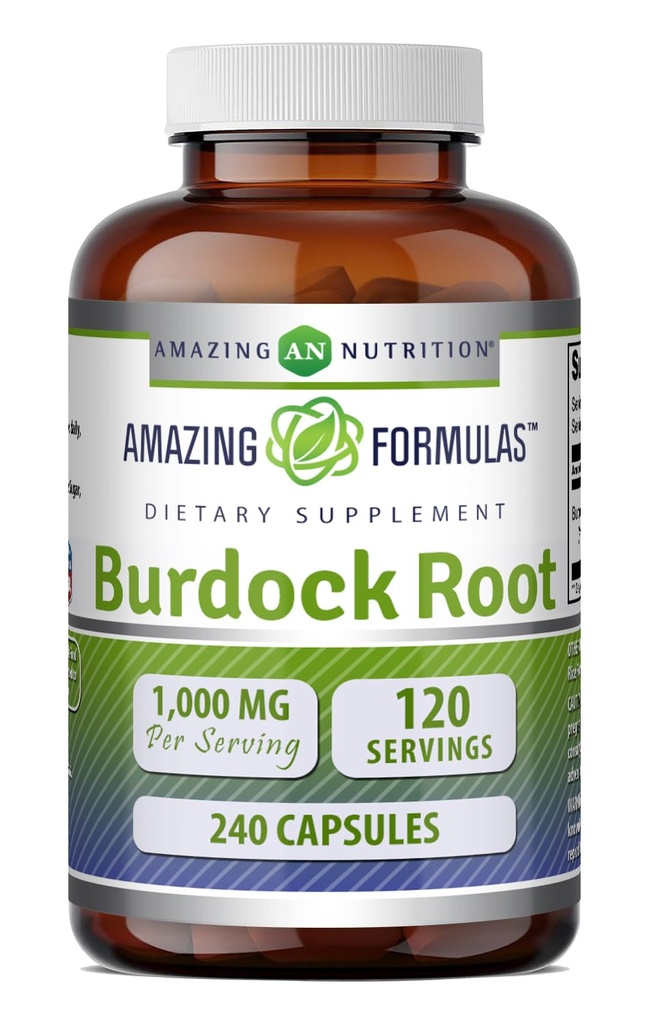 Increíbles Fórmulas Burdock Root Suplemento TENIDO 1000 Mg por Serving TEN 240 Cápsulas Silencio No-OMG TENIDO Gluten-Free TEN Made in USA