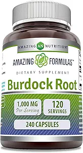 Increíbles Fórmulas Burdock Root Suplemento TENIDO 1000 Mg por Serving TEN 240 Cápsulas Silencio No-OMG TENIDO Gluten-Free TEN Made in USA