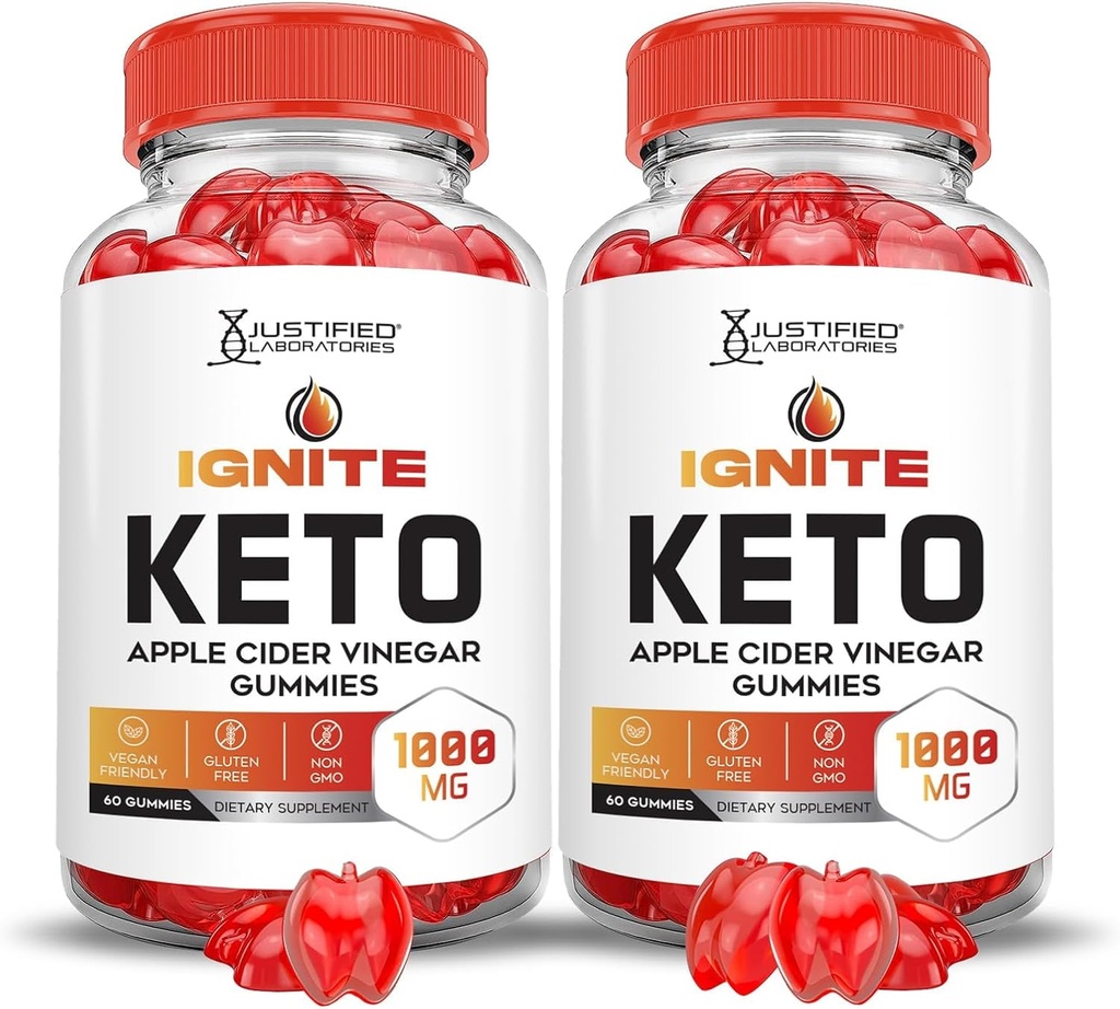 Laboratorios Justificados (2 Pack Ignite Keto ACV Gummies Avanzadas 1000MG Ignite Keto Gummies Fórmula Apple Vinagre Sidra Formulado con Powder Pomegranate Beet Juice B12 Vegan No GMO 120 Gummys