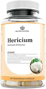 Nature Restore Hericium Erinaceus Extract Mushroom Supplement, 90 Capsules, 20% polysaccharides, Lion's Mane