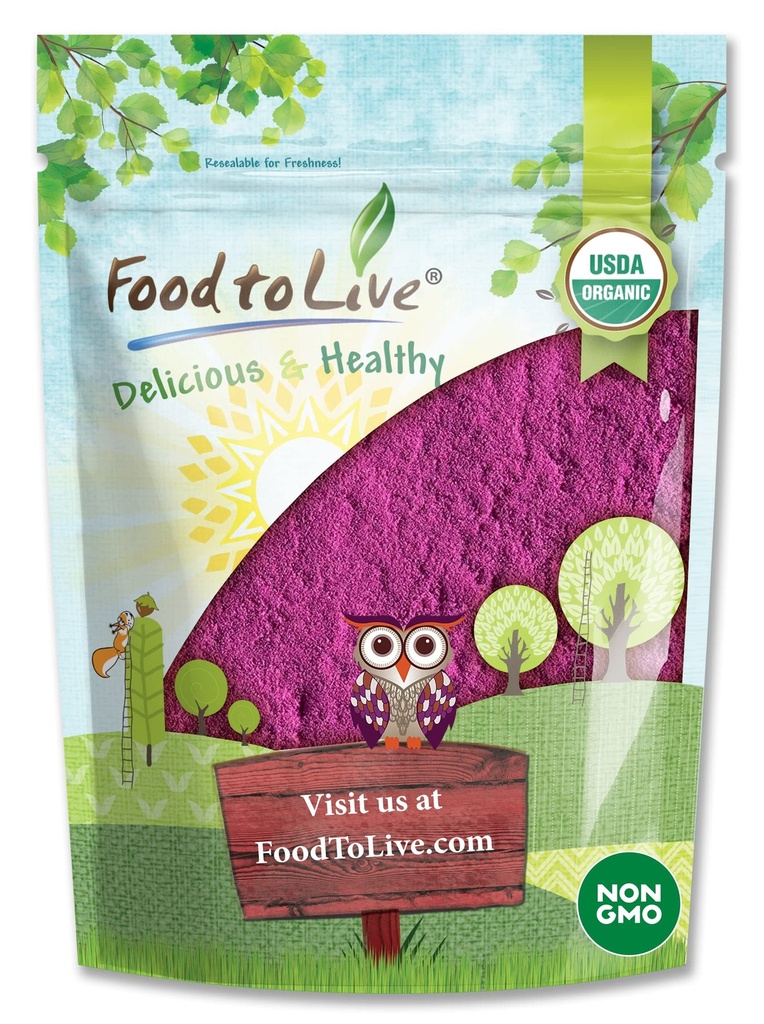 Alimentos para Vivir Orgánica Currante Negro Polvo de Jugo, 4 Libras - No GMO, Raw, Kosher, Vegan Superfood, Bulk, Rico en Antioxidantes, Grande para Jugos, Bebidas y Smoothies, Contiene Maltodextrin
