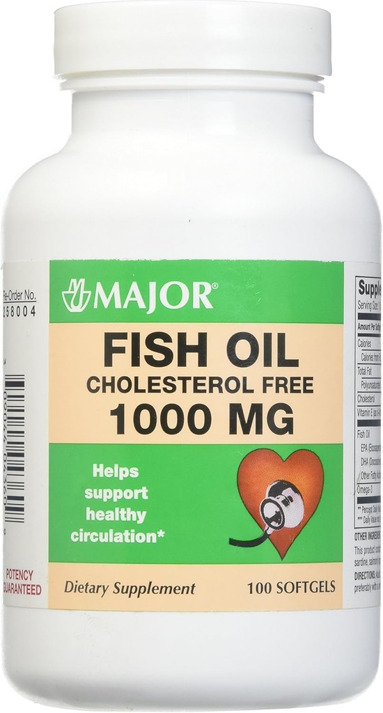 Major Omega-3 Fish Oil - Fish Oil Suplemento 1000mg - 100 Softgels