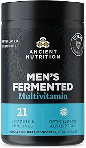Ancient Nutrition Multivitamin for Men, Men's Fermented Multivitamin with Vitamin A, C, D, E, K, Zinc & Magnesium, Immune Support, Vegan, 60 Ct