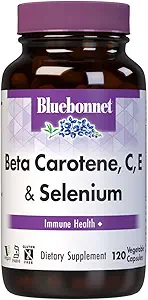 BlueBonnet Beta Caroteno C y E Plus Selenium Vegetarian Capsules, 120 Cuenta, Blanco