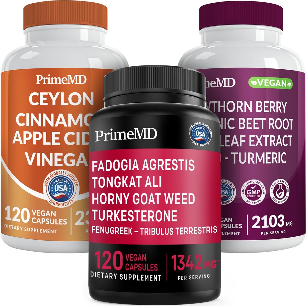Ceylon Cinnamon (1pk), Fadogia Tongkat Ali (1pk), y Nitric Oxide (1pk) Suplemento Bundle - Potent Vitamins for Heart, Energy, Hombre Well-Being, &amp; Immune Support - Non-GMO, Vegan, Gluten-Free