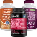 Ceylon Cinnamon (1pk), Fadogia Tongkat Ali (1pk), y Nitric Oxide (1pk) Suplemento Bundle - Potent Vitamins for Heart, Energy, Hombre Well-Being, &amp; Immune Support - Non-GMO, Vegan, Gluten-Free