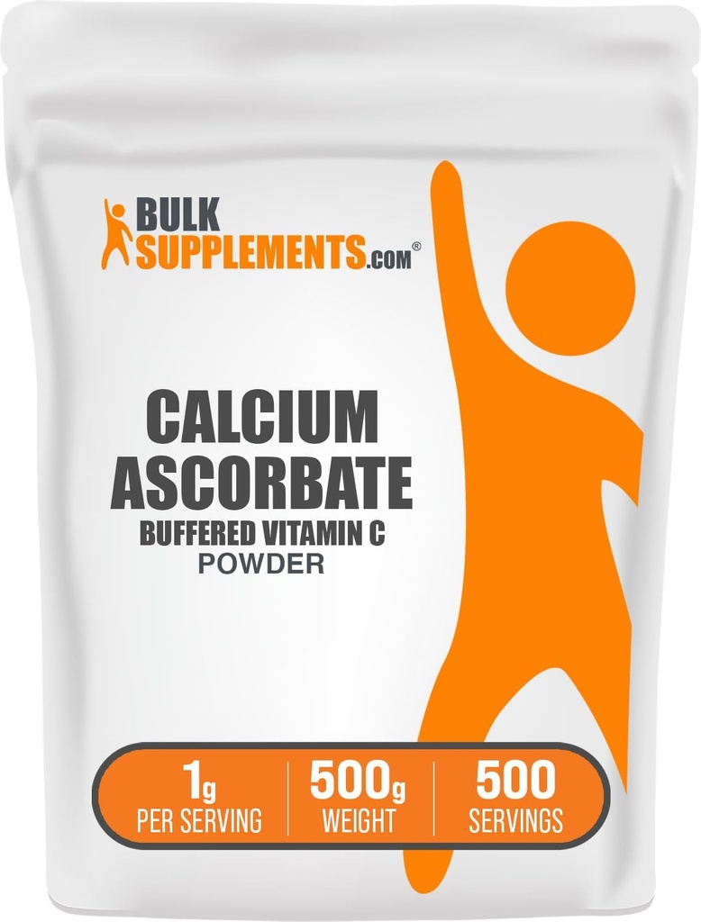 BulkSupplements.com Calcio Ascorbate Powder - Buffered Vitamin C Supplement, Calcium Powder - Vegan & Gluten Free, 1g per Serving, 500g (1.1 lbs) (Pack of 1)