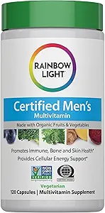 Multivitamina de luz arco iris para hombres, vitamina C, D " Zinc, Probióticos, Multivitamina de hombres proporciona un alto nivel de potencia, corazón, " soporte para hígado, no GMO, vegetariano, 120 tabletas