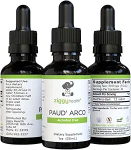 Extracto de PAU D’arco - Caídas de Tintura Líquida Orgánica - Libre de alcohol - para el apoyo inmune " Salud Gut, Suplemento Herbal, Vegan, 1oz por Ziggy Health