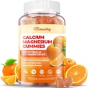 Calcio Magnesio Zinc Gummies con vitamina D3 & K2 - High Absorption Magnesium Glycinate 400mg - Sugar Suplemento gratuito de calcio - Soporte Nerve Muscle Mood &amp; Immunity - para adultos Hombre Mujeres Niños