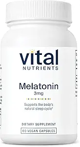Vital Nutrients Melatonin 3mg | Vegan | Low-Dose Melatonin | Sleep Supplement to Support The Body's Natural Sleep Cycle* | Gluten, Dairy, Soy Free | 60 Capsules