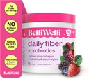 Belli Welli Fiber Supplement for Women &amp; Hombres – Premium Daily Fiber Powder from Organic Acacia with Added Collagen, Electrolytes & Probiotics – No Bloat, Constipation " Gut Health Support (Wild Berry)