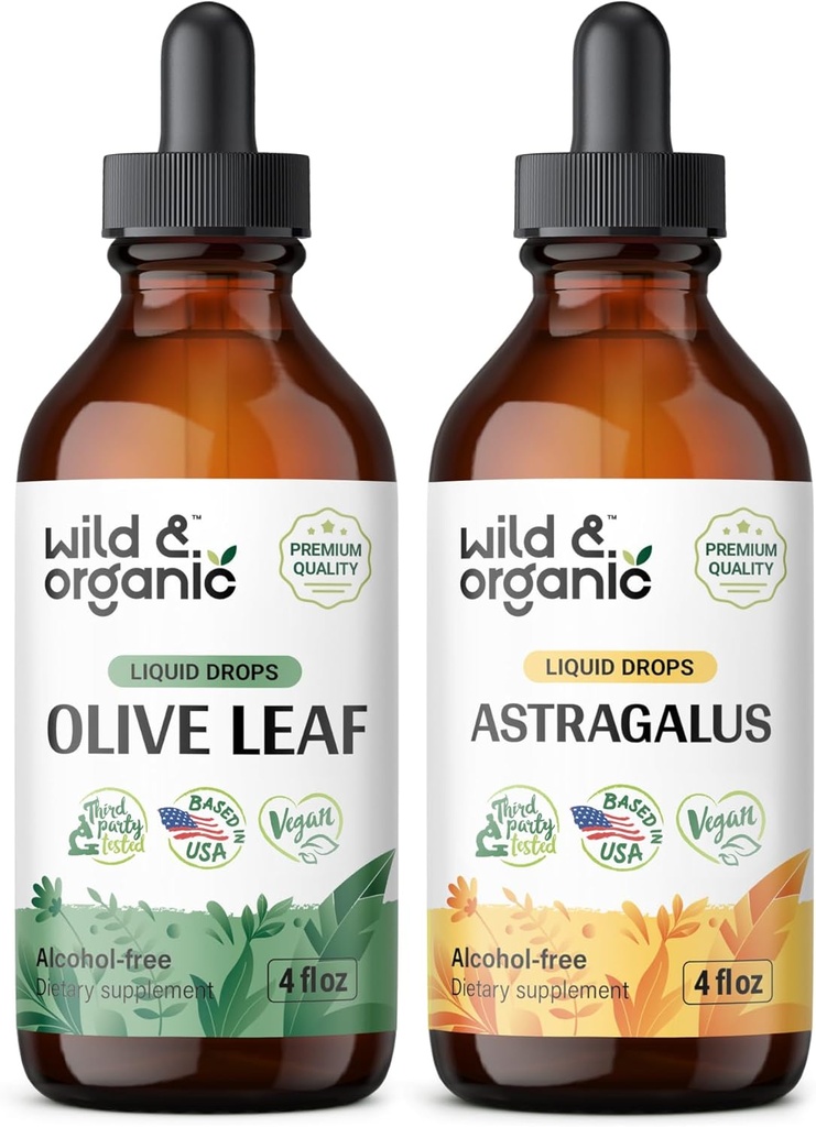 Hoja de oliva ecológica Tintura 4 fl oz &amp; Astragalus Tincture 4 fl oz