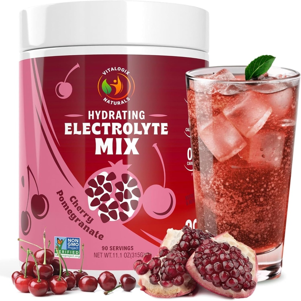 Electrolyte Powder – Cherry Pomegranate Flavor ¦ Sugar-Free Hydration Mix with 6 Key Electrolytes for Energy, Cramp Support " Recovery TEN Keto, Vegan, Fasting Friendly ← Magnesium + Potassium