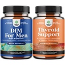 Bundle of DIM Supplement for Men with Panax Ginseng Bioperine Grapeseed & Astragalus for Prostate Health and Herbal Thyroid Support Complex with L Tyrosine, Bladderwrack, Selenium & Pure Ashwagandha
